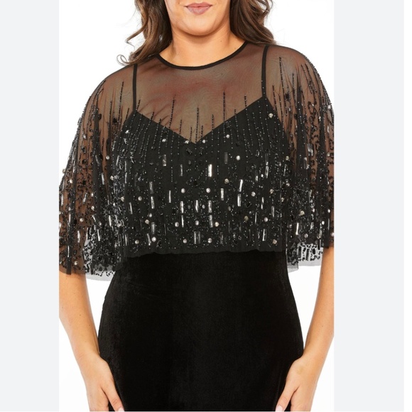 Mac Duggal Beaded Mini Capelet - Picture 12 of 12